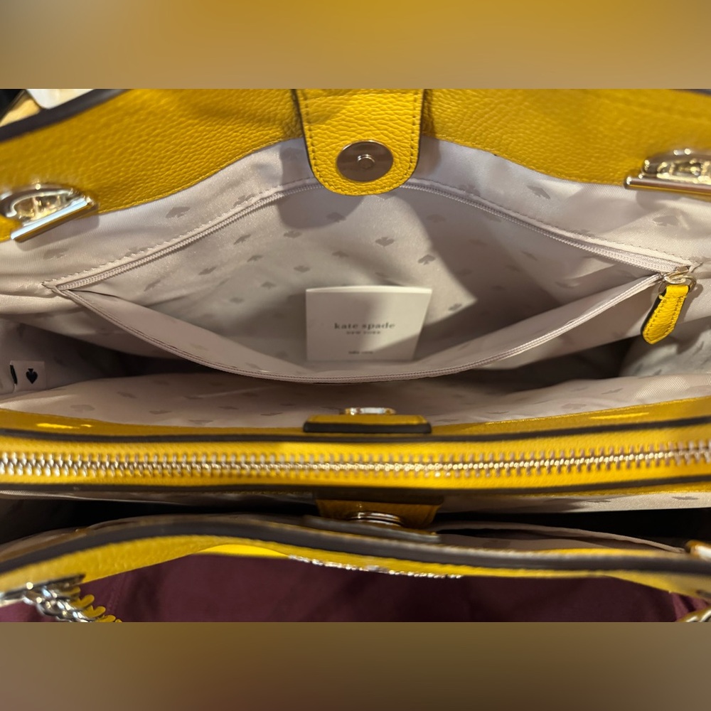 ♠️ KATE SPADE LARGE • 🌻 Sunflower Yellow/Gold • Jordyn Chain Tote - Picture 10 of 16